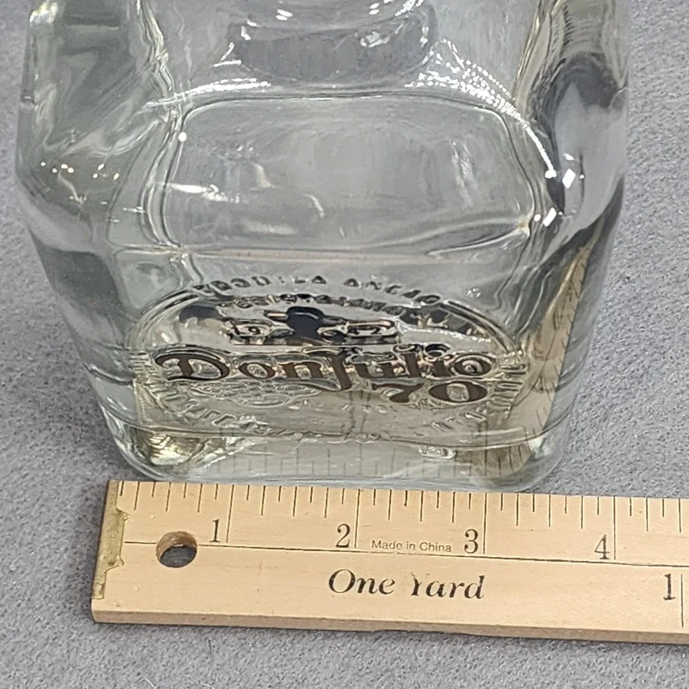 Don Julio 70 Cristalino Tequila Bottle Clear Glass‎ Empty 750mL with Cork 7.5in
